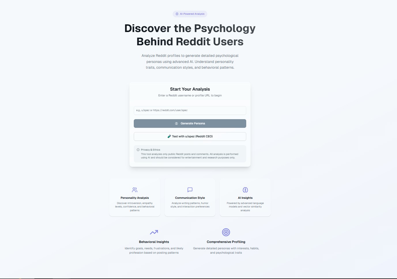 Reddit Persona Generator